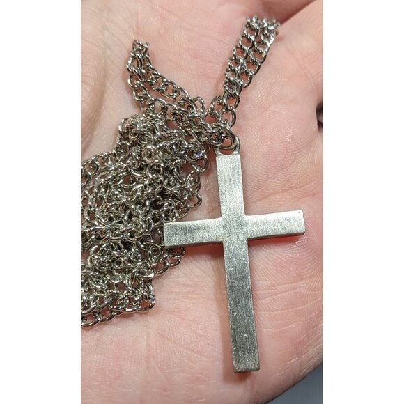 Modern Religious Cross Pendant Stainless Steel Necklace - Picture 3 of 4